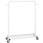 Sywhitta Clothing Rack on Wheels with Mesh Storage Shelf & Sturdy Metal Frame, Rolling Garment Rack for Hanging Clothes, Coats, Skirts, 39.76" L x 16" W x 64.56" H,White - color: White