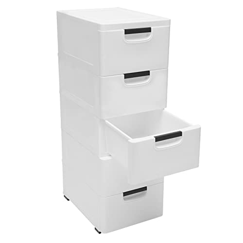 5 Drawers Stackable Storage Drawers Plastic Storage Drawers Collapsible Storage Bins Plastic Clothes Organizer Drawers Storage for Living Room,Bedroom,Office (White, 11.81" W) - color: White, size: 11.81" W
