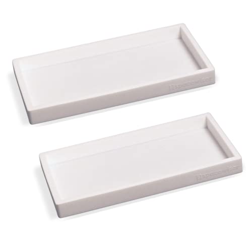 Spacewiser Countertop and Vanity Tray - 2 PC Small 7.7" Silicone Bathroom Trays, Kitchen Soap Tray, Dish Sponge Soap Holder Kitchen Sink Organizer Caddy, Bathroom Counter Trays for Lotion Dispenser - color: White, size: 2 PC Small - 7"
