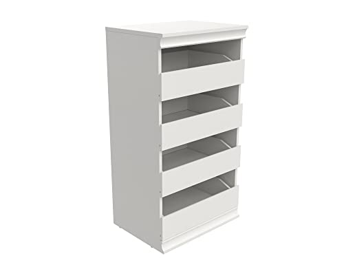 ClosetMaid Modular Storage Unit with 4 Drawers, Wood Closet Organizer, Stacking, Full Backer, Storage, Decorative Trim, White - color: White