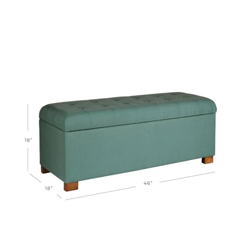 HomePop Large Storage Ottoman Bench with Lift Off Lid, Teal 46" x 18" x 18" - color: Teal