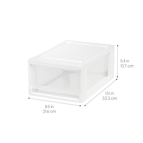 IRIS USA 6 Qt. Plastic Drawer Storage Organizer Stacking Drawers, 2-Pack, Stackable Unit with Sliding Drawer for Bedroom Kitchen Under Sink Pantry Craft Room Bathroom Dorm Office, White - size: 6 Qt., style: 2 Pack