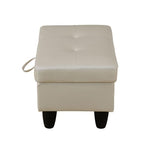 Ottoman Storage Ottoman Bench Faux Leather Footrest Footstool with Hinged Lid for Living Room, Bedroom, Entryway, Pearl White, 28.5"X19"X17.5" - color: Pearl White
