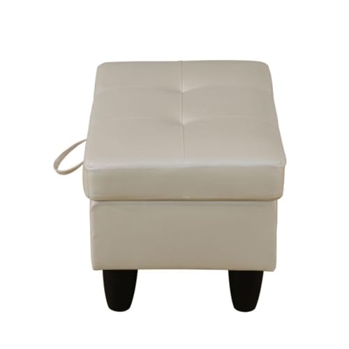 Ottoman Storage Ottoman Bench Faux Leather Footrest Footstool with Hinged Lid for Living Room, Bedroom, Entryway, Pearl White, 28.5"X19"X17.5" - color: Pearl White
