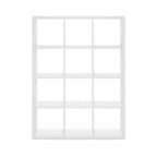 Furinno Cubicle Book Shelf, 12-Cube Bookshelf, Extra Thick Frame Reversible Tall Wide Bookcase with Open Back, 14.6 x 43.8 x 58, for Living Room, Bedroom, Home Office, Plain White - color: Plain White, size: 12-Cube