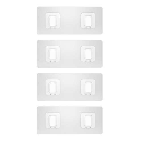 Lsnisni 4 Pack Shower Caddy Adhesive Replacement, Waterproof Adhesive Strips for Shower Shelf, Strong Adhesive Flat Hooks for Bathroom Storage Shelves and Kitchen Racks No Drilling, Clear - color: Transparent-4 Pack