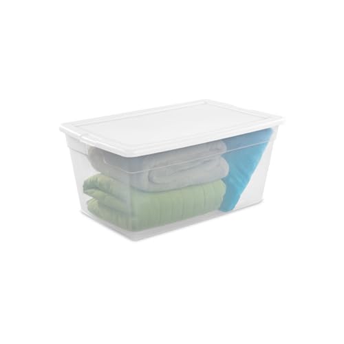 Sterilite 4-Pack 90 Quart Storage Box, Stackable Clear Plastic Bins with Snap-On Lids - Heavy-Duty Organizing Containers for Closet, Bathroom, and Office - size: 90 Quart, style: 4