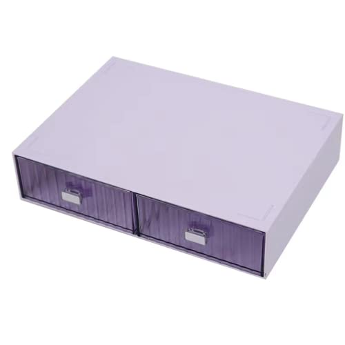 Plastic Desk Drawer Organizer, 2 Compartments, Stackable, Office Supplies Storage, Purple - color: Purple, size: 2drawers