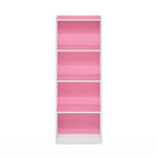 Furinno Luder Bookcase / Book / Storage, 4-Tier, Pink/White - color: White/Pink, size: 4-Tier, 9.3 x 15.6 x 41.7