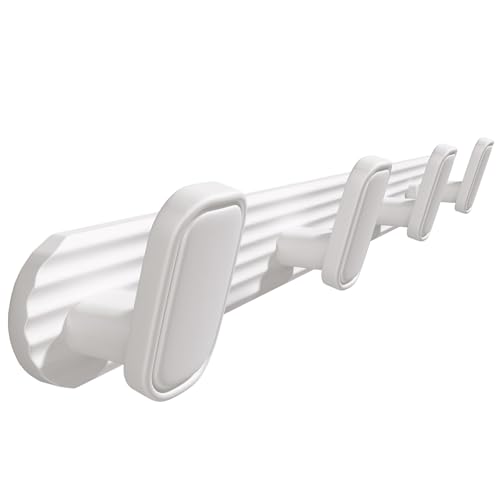 Coat Rack Wall Mount White, 4 Hooks Rack Metal Coat Hanger Wall for Hanging Hat Purse and Robes, Towel Hook for Bathrooms and Entryway (1 Pack) - color: White, size: Round 4 Hooks 1 Pack