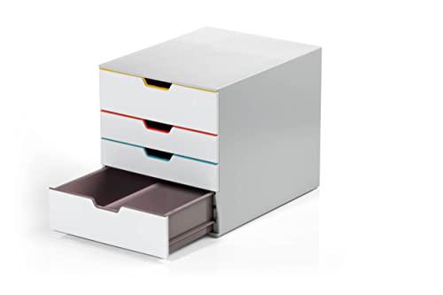 Durable VARICOLOR 4 Drawer Unit - White Desktop Drawer Set with 4 Color Coded Draws - Letter Size Files - Perfect for Storing Documents and Paper Work - size: 4 Drawer