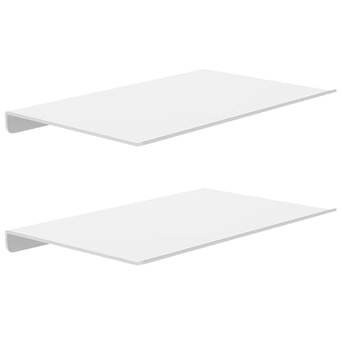 MKO 8" Small Floating Shelves for Wall, Metal Wall Mounted Shelf for Bathroom, Bedroom, Living Room, Kitchen, Little Hanging Shelves for Books/Storage/Room Decor 2 Packs, White - color: White, size: 8 IN