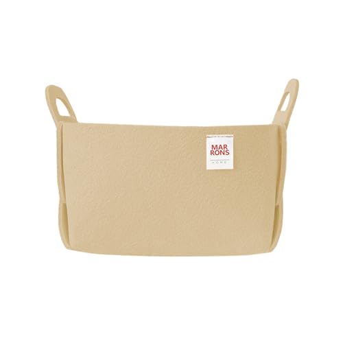 Collapsible Felt BEIGE Storage Bin Small 7.1"x5.1"x5.1" – Foldable Basket with Handles for Closet, Toy Storage, Laundry Room Organization, Decorative Storage Baskets for Shelves, Nursery - color: BEIGE, size: SMALL