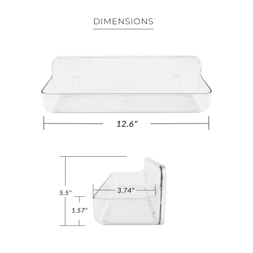 No-Drill Acrylic Shower Caddy – Wall Mounted Bathroom Shelf with Drain Holes, Strong Adhesive, Large Capacity for Shower, Kitchen, RV – Sandra Series - size: Large