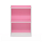 Furinno Luder Bookcase / Book / Storage, 2-Tier, Pink/White - color: White/Pink, size: 2-Tier, 9 x 16 x 21
