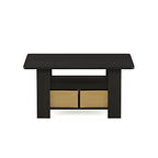 Furinno Andrey Coffee Table, Small Modern Coffee Table with Storage and Bin Drawer, Side Table for Living Room, Bedroom, Home Office, Dark Espresso - color: Dark Espresso/Brown, style: 2 Bin