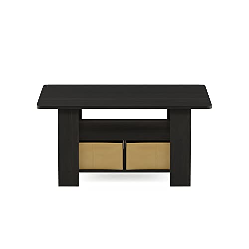 Furinno Coffee Table with Bins, Espresso/Brown - color: Espresso/Brown, style: 2 Bin