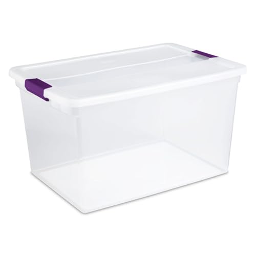 Sterilite 66 Qt ClearView Latch Storage Box, Stackable Bin with Latching Lid, Organize Clothes, Blankets, Items in Closet, Clear Base and Lid, 24-Pack - size: 24 Pack, style: 66 Quart