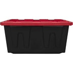 27 Gal Industrial Tote,2 Pack Plastic Storage Bins with Lids Tough Large Storage Bin,Black with Red Lid Plastic Storage,Stackable & Nestable for Garage, Basement, or Outdoor (2 Pack) - size: 2 Pack