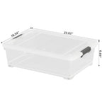 25 Quart Clear Plastic Latch Storage Box with Wheels, Under Bed Storage Box, 3 Pack - size: 25 Quart