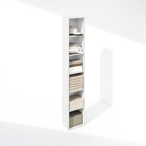Furinno Cubicle 6-Tier Closet Organizers and Storage, Closet Organizer, Open Shelf Closet Storage, for Wardrobe, Bedroom, Living Room, White - color: White, size: 6-Tier; 21.1" W