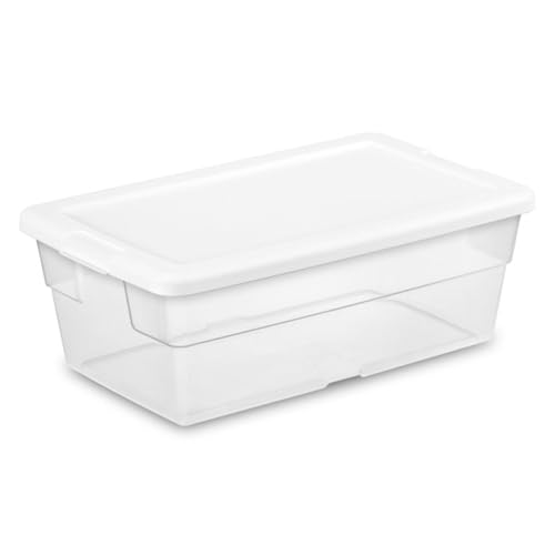 Sterilite 48-Pack 6 Quart Storage Box, Stackable Clear Plastic Bins with Snap-On Lids – Heavy-Duty Organizing Containers for Closet, Bathroom & Office - size: 6 Quart, style: 48