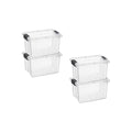 Superio Mini Storage Container Plastic Crayon Box Art Supplies and Sewing Case Stackable Clear Small Organizer for Beads, Stationery, Chalk, and Food, 1.4 Quart, 4 Pack - size: 1.4 Quarts, style: 4 Pack