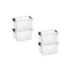 Superio Mini Storage Container Plastic Crayon Box Art Supplies and Sewing Case Stackable Clear Small Organizer for Beads, Stationery, Chalk, and Food, 1.4 Quart, 4 Pack - size: 1.4 Quarts, style: 4 Pack