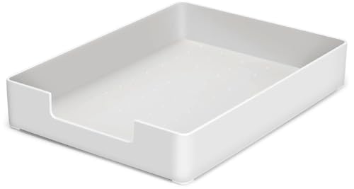 Letter-Size Tray, Desk Drawer Organizer, A4 Plastic Paper Tray, Plastic Paper Holder File Organizer for Office, School, Home Storage (Off-White) - color: White