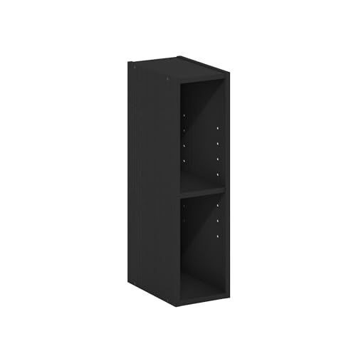 Furinno Fulda Book Shelf, 2-Tier Narrow Bookshelf, Bookcase with 6-in Width Storage Shelf, 9.3 x 5.9 x 21.2, for Living Room, Bedroom, Home Office, Blackwood - color: Blackwood, size: 2-Tier, 6-Inch Width