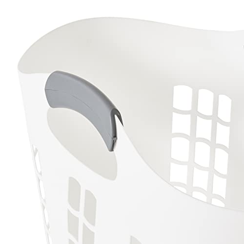 Gracious Living Laundry Basket, Easy Carry Flex Collapsible Hamper, 87.5 Liters, White - Large Plastic Clothes Storage Organizer for Home, Bathroom, and Bedroom - size: 1 Pack
