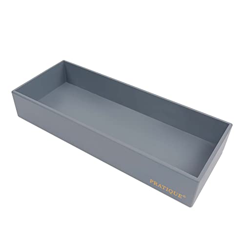 PRATIQUE Bamboo Drawer Organizer - Kitchen Utensil Organizer Silverware Tray Cutlery Holder，Office Desk Supplies and Accessories,15 * 5.9 * 2.6,Grey - color: Grey, size: 15*5.9*2.6 inch