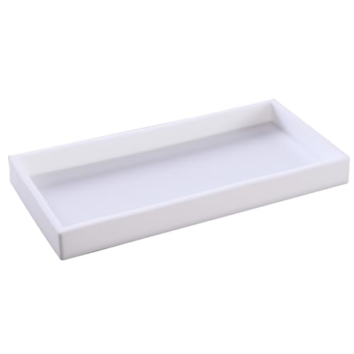 Bathroom Vanity Tray, 11.8 x 5 Inch Silicone Kitchen Sink Tray for Perfume Soap Towel Bathroom Accessory for Soap Dispenser Bathroom Countertop Trays, M, White - color: White, size: 11.8" x 5" x 0.7"