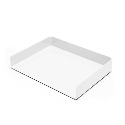 Poppin Stackable Landscape Letter Tray - Modular Lacquer Desk Trays for Office Organization, Color-Coordinated Office Supplies for Desk, Paper Trays (White, Landscape Letter) - color: White, size: 12.5" x 9.8" x 2"