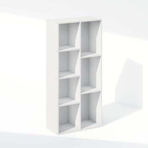 Furinno Reed Closet Organizers and Storage, 7-Cube Closet Organizer, Open Shelf Closet Storage, for Wardrobe, Bedroom, Living Room, White - color: White, size: 7-Cube