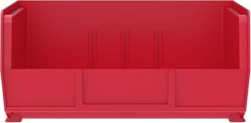 Akro-Mils 30235 AkroBins Plastic Storage Bins, Space-Saving Stackable Bins for Garage, Pantry, Craft Organization, 11" x 11" x 5", Red, 6-Pack - color: Red