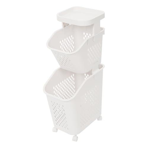 2-Tier Plastic Laundry Hamper Sorter with Wheels,Tiered Laundry Basket Organizer with 4 Removable Baskets,Rolling Laundry Storage Cart for Bathroom,Bedroom,Kitchen - color: 2-Tiers