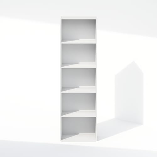 Furinno Reed Closet Organizers and Storage, 5-Tier Closet Organizer, Open Shelf Closet Storage, for Wardrobe, Bedroom, Living Room, White - color: White, size: 5-Tier, 15.8"W