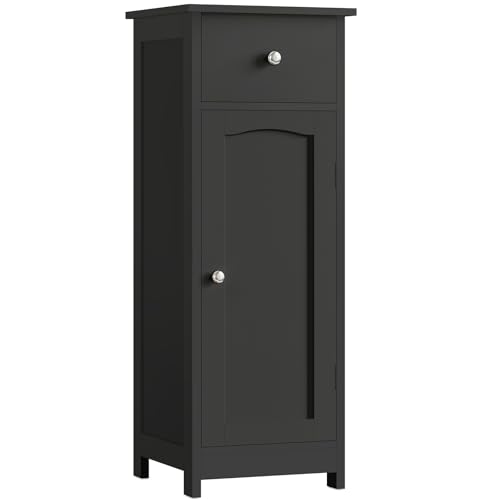 Iwell Bathroom Storage Cabinet, Small Bathroom Floor Cabinet with Drawer & Storage Shelf, Free-Standing Organizer Cabinets for Hallway/Living Room, Black - color: Black, 1 Drawers