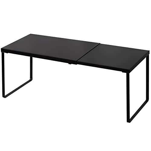 Nxconsu Cabinet Shelf Expandable Organizer Riser Rack for Kitchen Pantry Cupboard Under Sink Countertop Home Organization Extra Storage Space Saver Heavy Duty Metal Edgeless Design Black - color: Black, size: 8.26’’D * 14.56-24.6’’W * 8.46’’H