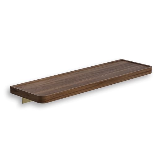 Danpoo 16 Inch Bathroom Shelves, Small Floating Shelf for Wall, Wooden Shelf for Bathroom, Living Room, Kitchen - color: Gold, size: 16 inch