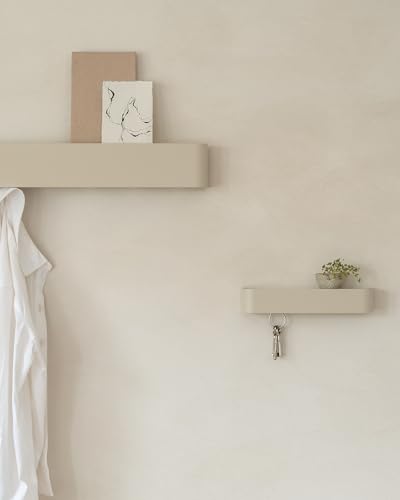 Kazai. Key Holder for Wall 'Tone' | Minimalist Key Hooks Design from Berlin | Modern Key Hanger with Metal Shelf | Key Hook Wall Mounted as Hallway Furniture | Taupe - color: Taupe