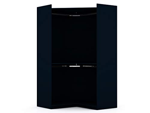 Manhattan Comfort Mulberry Modern Free Standing Corner Wardrobe Closet with Rounded Hanging Rods, Open Shelving & Finished Back for Room Divider, Space-Saving Storage Solution, Tatiana Midnight Blue - color: Tatiana Midnight Blue