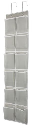 GOMAJI Over the Door 12 Pocket Hanging Shoe Organizer, Gray - color: Gray