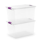 Sterilite 66 Qt ClearView Latch Storage Box, Stackable Bin with Latching Lid, Organize Clothes, Blankets, Items in Closet, Clear Base and Lid, 24-Pack - size: 24 Pack, style: 66 Quart