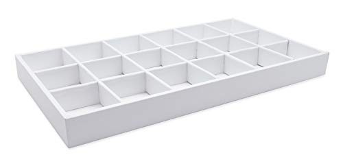 The Display Guys - Stackable Jewelry Tray and Organizer - for Drawers, Dressers, Store Display (18 Compartments, White Leatherette) - color: Leatherette White, size: 18 Compartments