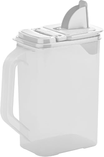 Buddeez Kitchen Pantry Container - Easy Grip Handle for Mess Free Use - Flour and Sugar Storage Made Simple - 4 Quart White Lid - size: 4 QT