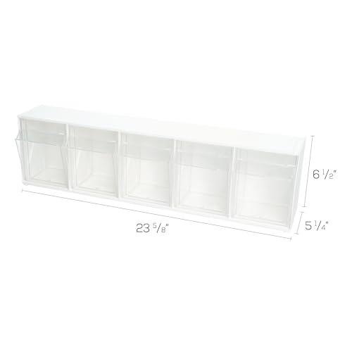 Deflecto Tilt Bins, Interlocking 5-Bins, 23" x 5" x 6.5 ", White (20503OP) - style: 5 Bins