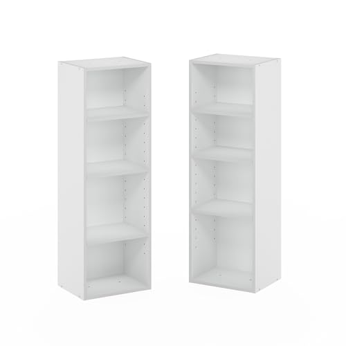 Furinno PASIR Book Shelf, 8-Tier Bookshelf, Bookcase with Open Shelf, 9.3 x 11.8 x 70.9, for Living Room, Bedroom, Home Office, White - color: White, size: 8-Tier, 12-Inch Width