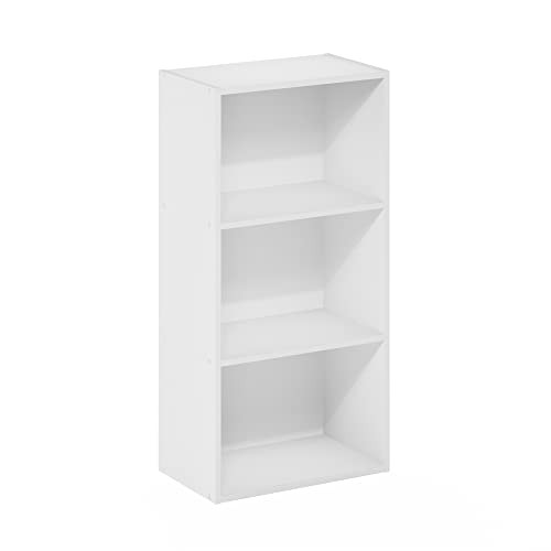 Furinno Luder 3-Tier Open Shelf Bookcase, White - color: White, size: 3-Tier, 9.3 x 16 x 31.4